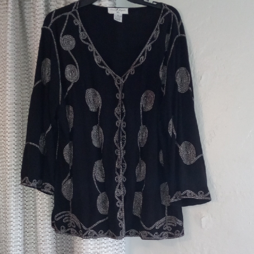 Elegant Black and Silver Embroidered Women's Camisole